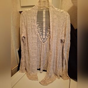 Elegant Cream Lace-Trimmed Women's Sweater
